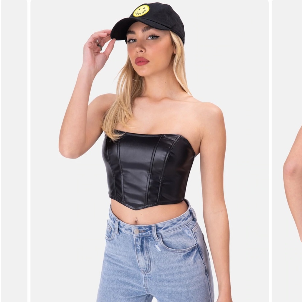 Faux leather corset